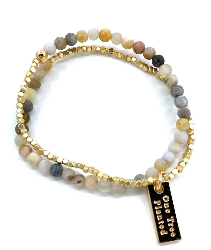 Cecelia Designs Jewelry Bambus Achat und Gold Double Wrap Armband Cecelia Designs Jewelry Earrings