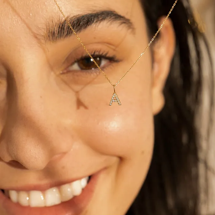 Charm Necklaces A Diamond Initial Charm AURELIE GI