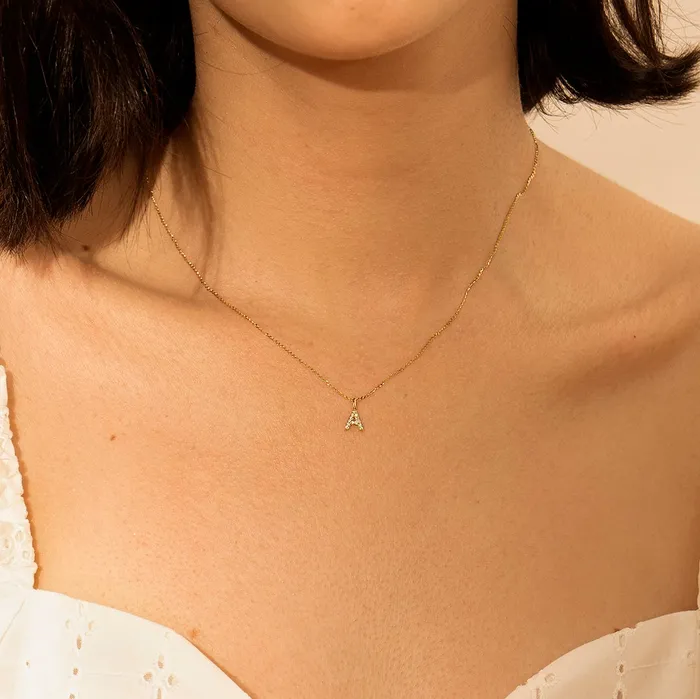 Charm Necklaces A Diamond Initial Charm AURELIE GI