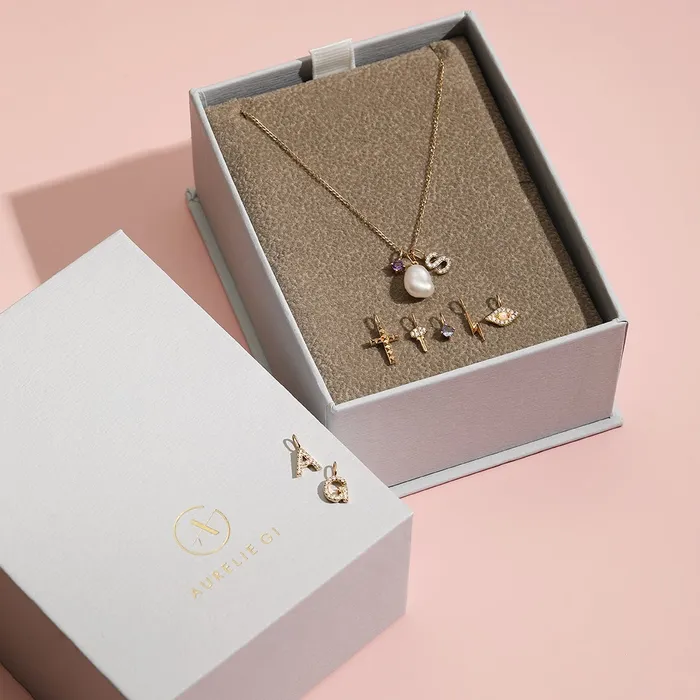 Charm Necklaces A Diamond Initial Charm AURELIE GI