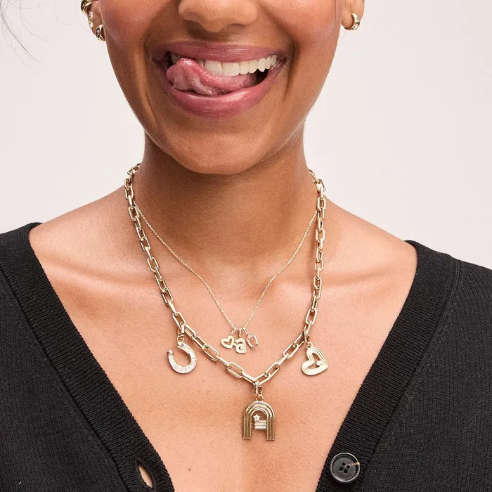 Charm Necklaces Adina Reyter Diamond Horseshoe Mini Bead Charm