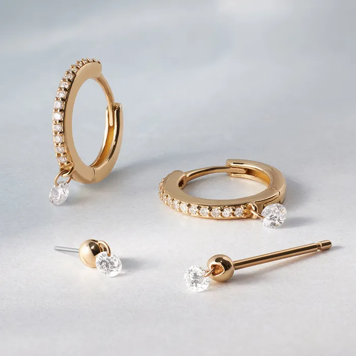 CHEVAL Single Floating Diamond Threadless Flatback Earring AURELIE GI Earrings