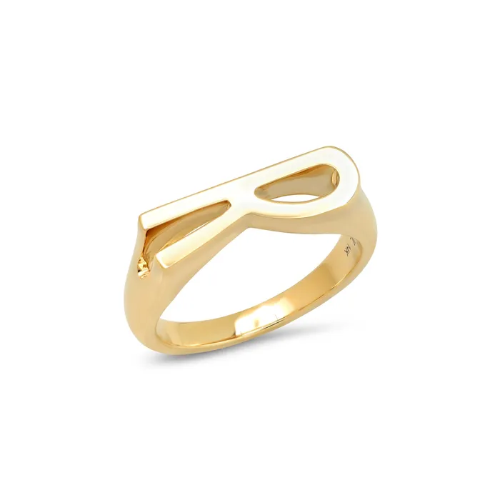 Chunky Initial Ring Yellow Gold Helena Rose Rings