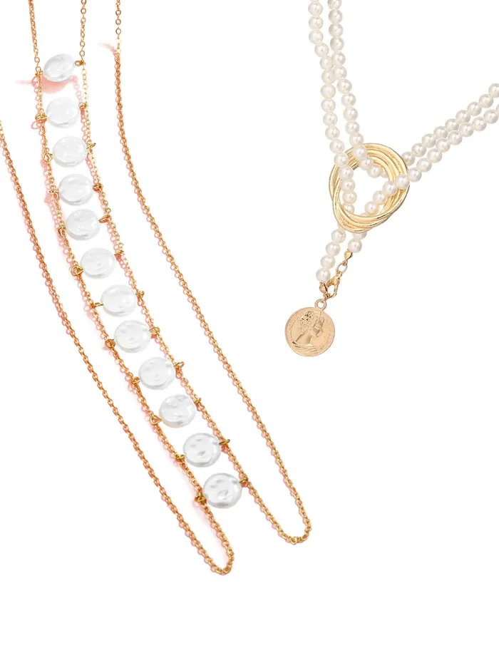 Combo Pearl Necklace Body Chain for Women Elegant Design Gold Plated One Size Yellow Chimes Earrings Combo Pearl Necklace Body Chain for Women Elegant Design Gold Plated One Size Yellow Chimes Earrings