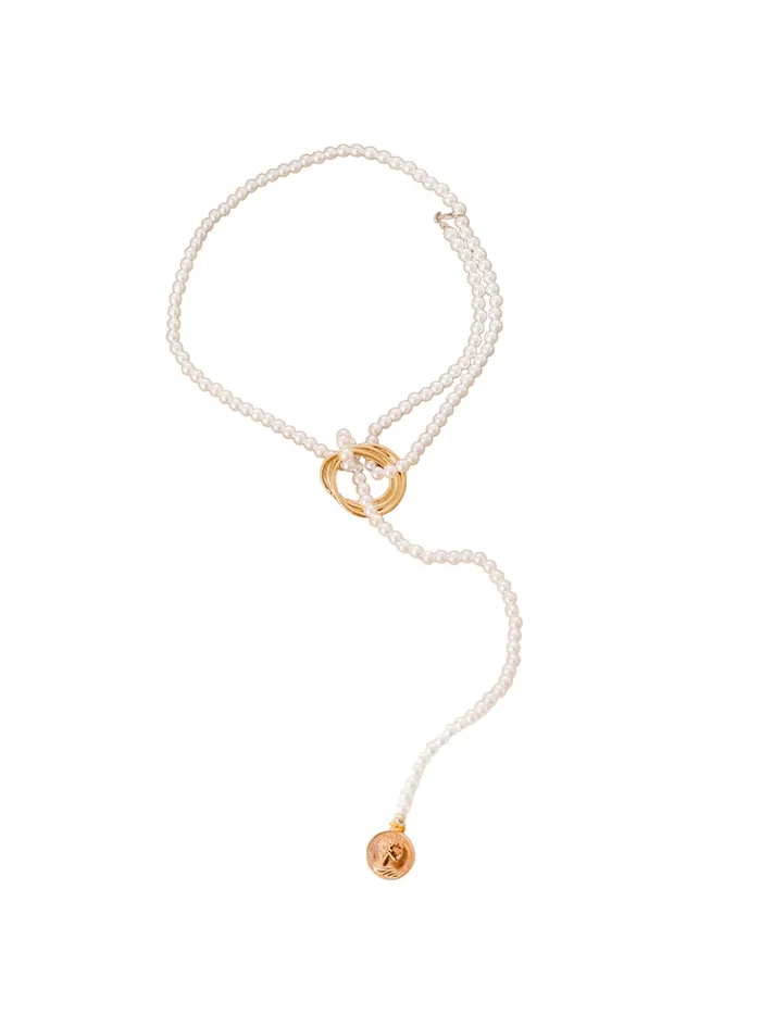 Combo Pearl Necklace Body Chain for Women Elegant Design Gold Plated One Size Yellow Chimes Earrings