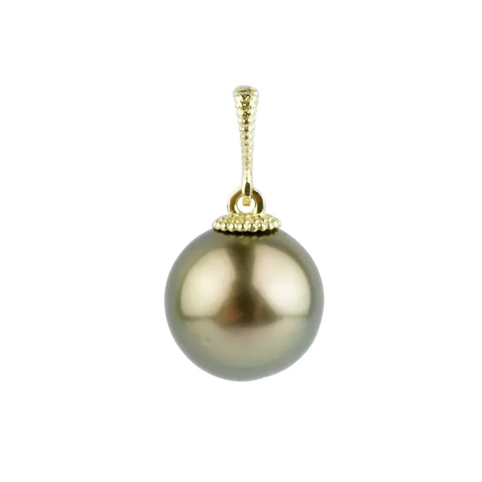Coppery Green 93mm Tahitian Pearl Mermaid Pendant Kamoka Pearl Necklaces