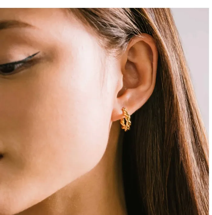 DemiFine Twist Hinge Hoop Earrings Gold Lovers Tempo Earrings