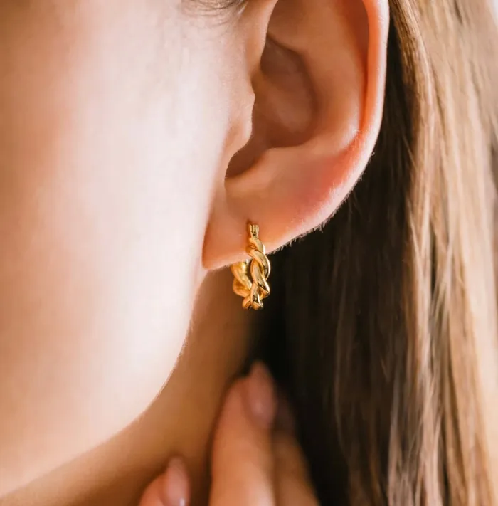 DemiFine Twist Hinge Hoop Earrings Gold Lovers Tempo Earrings