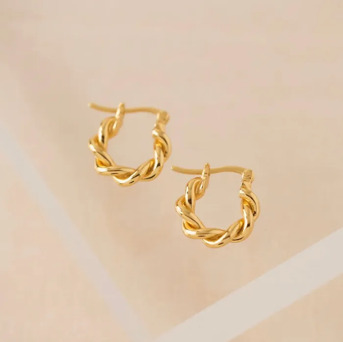 DemiFine Twist Hinge Hoop Earrings Gold Lovers Tempo Earrings
