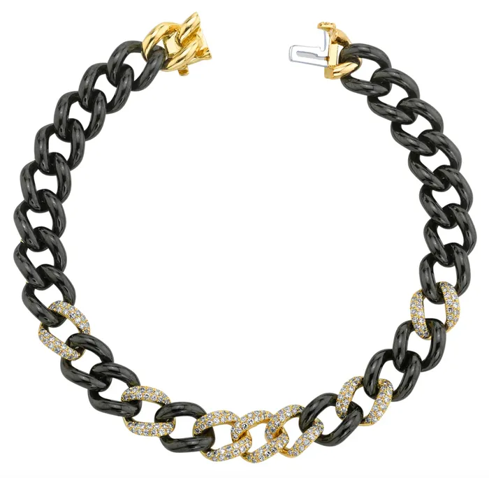 DIAMOND 7 PAVE BLACK CERAMIC MEDIUM LINK BRACELET Shay Fine Jewelry Bracelets DIAMOND 7 PAVE BLACK CERAMIC MEDIUM LINK BRACELET Shay Fine Jewelry Bracelets