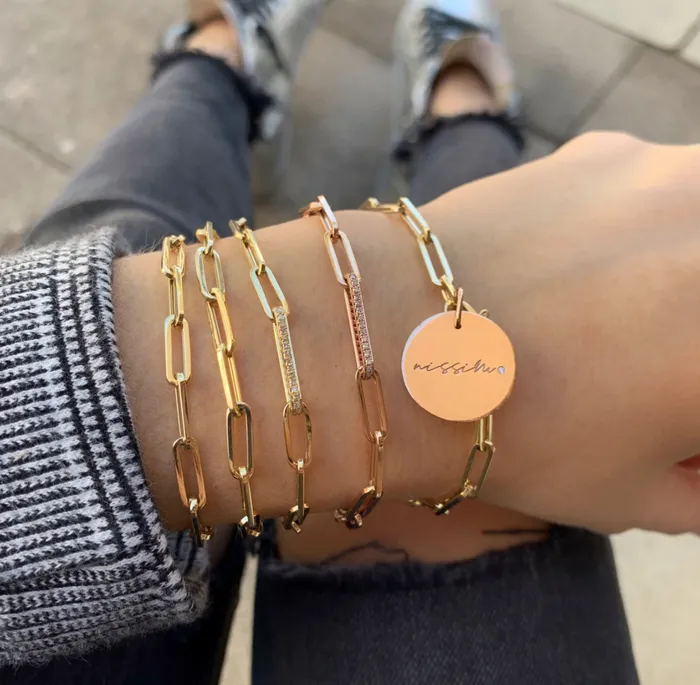 Diamond Link Paperclip Bracelet Alev Bracelets
