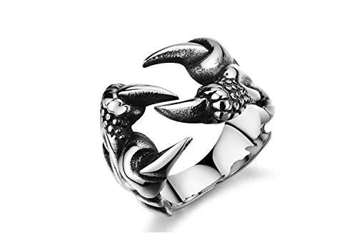 Eagle Paw Tough Stainless Steel Bikers Ring UK Size 9 BlackSilver Yellow Chimes Necklaces Eagle Paw Tough Stainless Steel Bikers Ring UK Size 9 BlackSilver Yellow Chimes Necklaces
