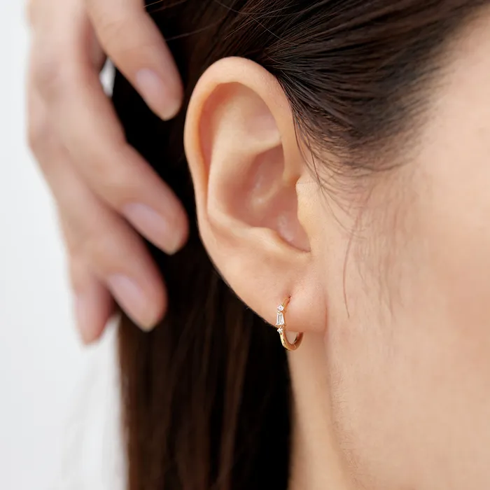 Earrings AURELIE GI ALEXIA Baguette White Sapphire Hoop