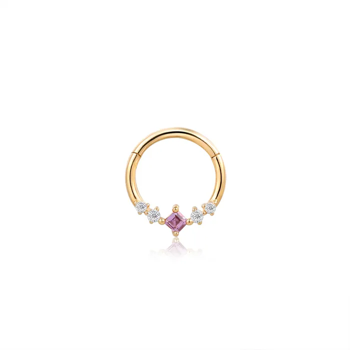 Earrings AURELIE GI CHERIE Amethyst and White Sapphire Clicker Hoop