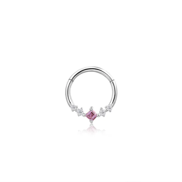 Earrings AURELIE GI CHERIE Amethyst and White Sapphire Clicker Hoop