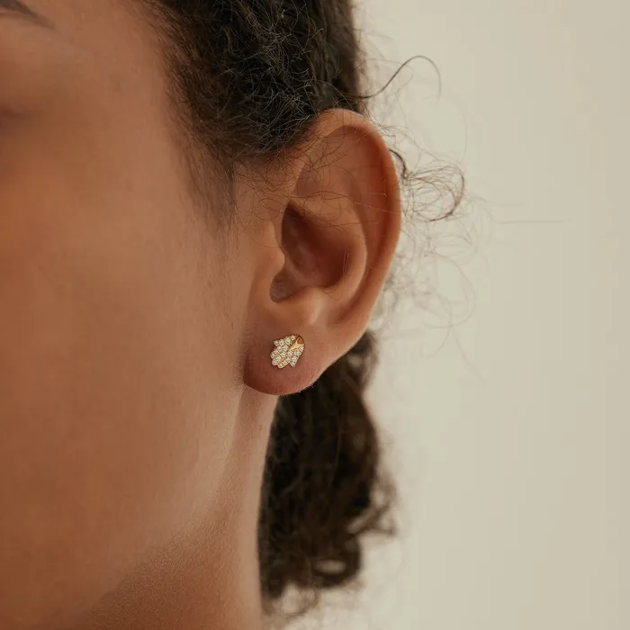 Earrings AURELIE GI MIRIAM Diamond Hamsa Single Stud Earring
