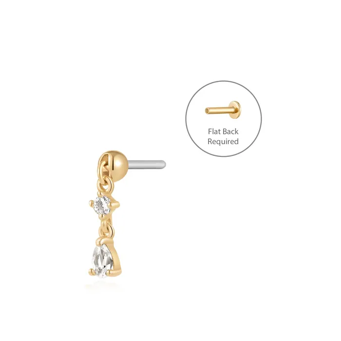Earrings AURELIE GI PIPER White Sapphire Drop Threadless Flatback Earring