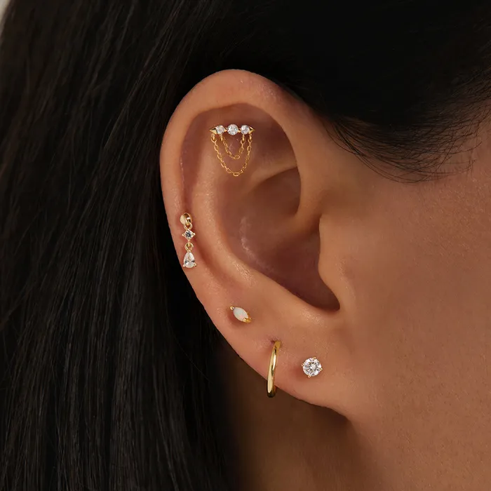 Earrings AURELIE GI PIPER White Sapphire Drop Threadless Flatback Earring
