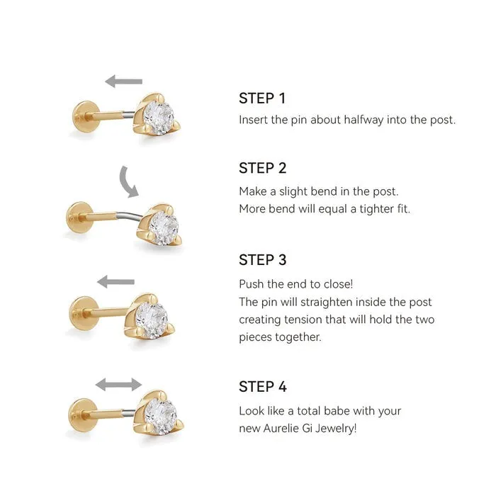 Earrings AURELIE GI PIPER White Sapphire Drop Threadless Flatback Earring
