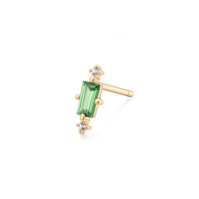 Earrings AURELIE GI SERENA Baguette Tsavorite and White Sapphire Single Stud Earring