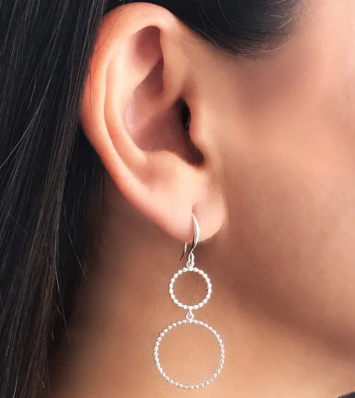 Earrings Candlewick Gift Shop Dangling Earrings Circle Design Silver