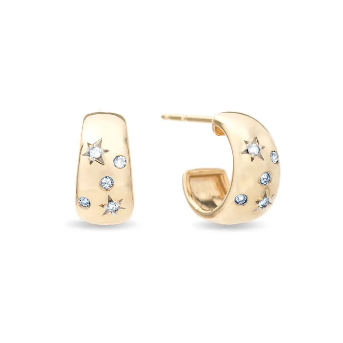 Earrings Celestial Diamonds Wide Huggie Hoops Adina Reyter