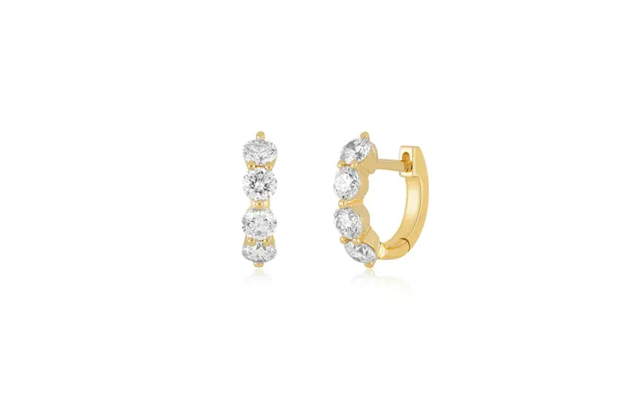 Earrings ef collection Jumbo Prong Set Diamond Mini Huggie Earring