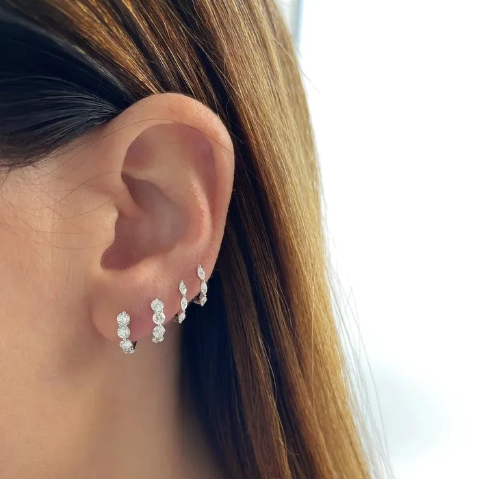 Earrings ef collection Jumbo Prong Set Diamond Mini Huggie Earring