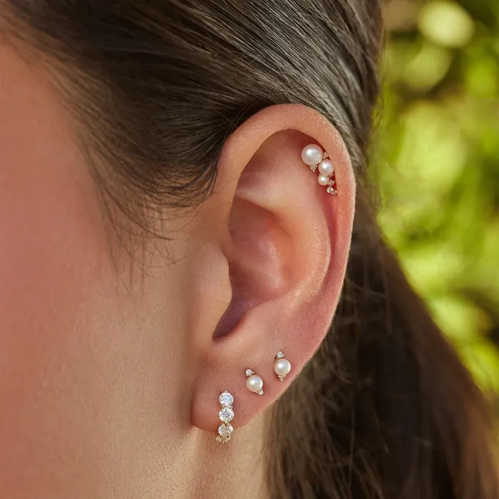 Earrings ef collection Jumbo Prong Set Diamond Mini Huggie Earring