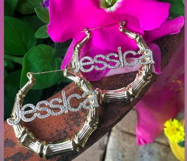 Earrings Get Signatured Bamboo Name Earrings