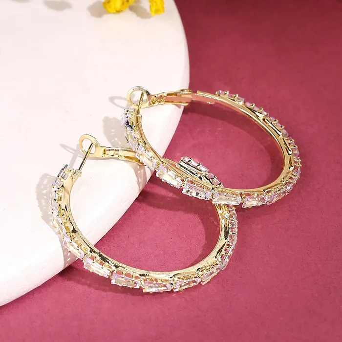 Earrings Kairangi Kairangi Earrings for Women and Girls Hoop Earrings for Girls Gold Toned Crystal Studded Hoop Earrings Birthday Gift for girls and women Anniversary Gift for Wife