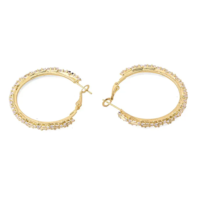 Earrings Kairangi Kairangi Earrings for Women and Girls Hoop Earrings for Girls Gold Toned Crystal Studded Hoop Earrings Birthday Gift for girls and women Anniversary Gift for Wife