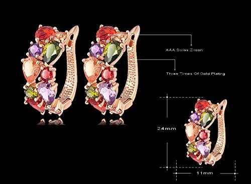 Earrings Kairangi Kairangi Sparkling Colors Flowerets Vine Swiss CZ Clip On Earrings