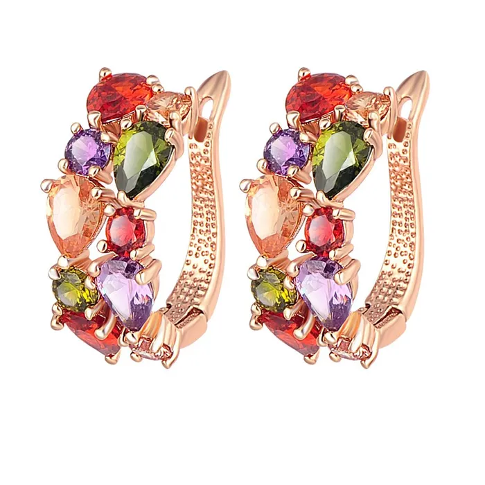 Earrings Kairangi Kairangi Sparkling Colors Flowerets Vine Swiss CZ Clip On Earrings
