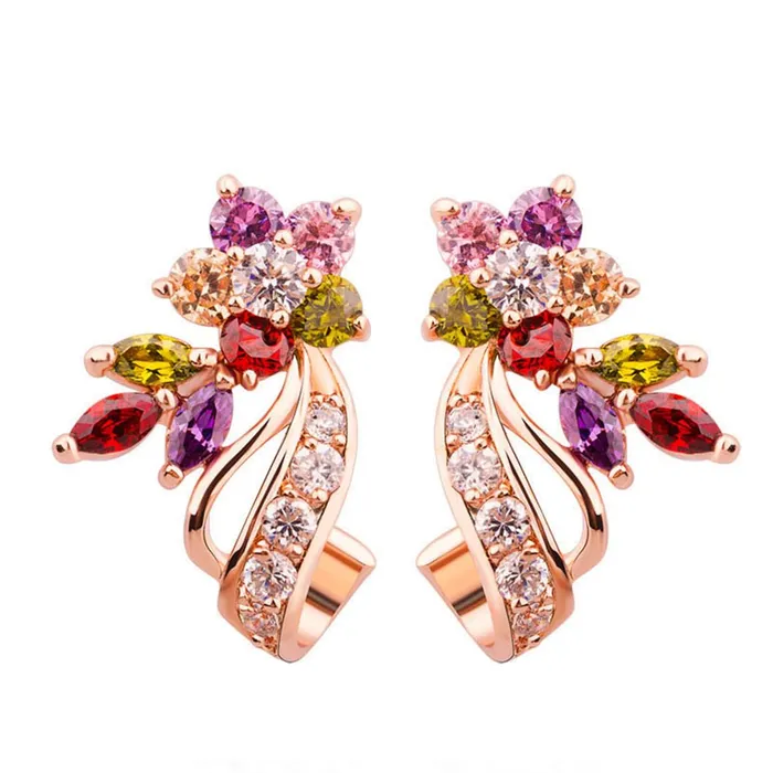 Earrings Kairangi Stud Earrings for Women Florets Love Curvacious Swiss Cubic Zirconia 18K Rose Gold Plated ClipOn Earrings for Girls and Women Yellow Chimes