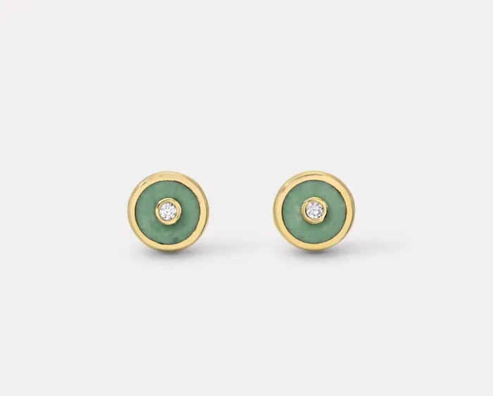 Earrings MINI COMPASS STUD EARRINGS WITH DIAMOND CENTER Retrouvai