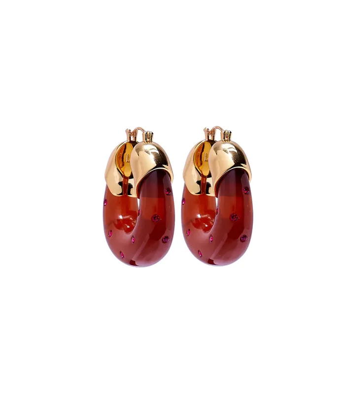 Earrings Organic Hoops in Studded Auburn Lizzie Fortunato