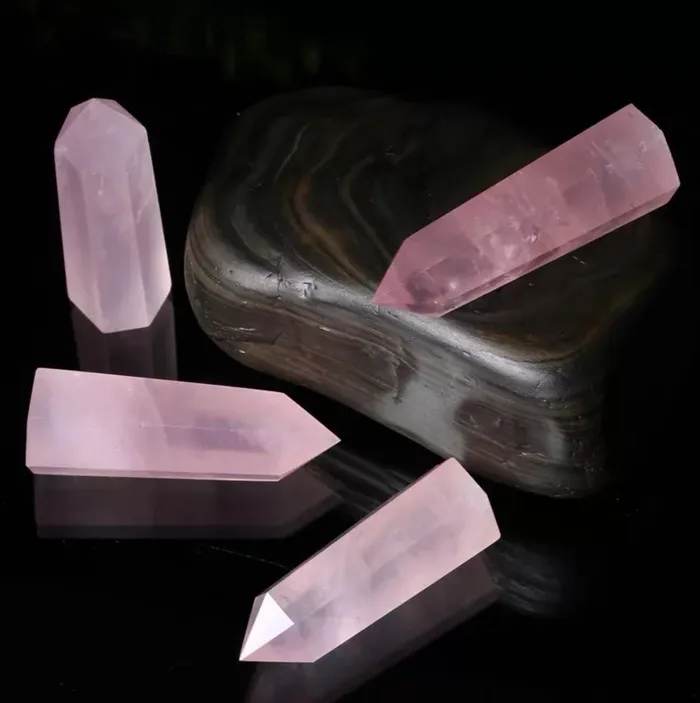 Earrings Rose Quartz Pillars metamorphidi