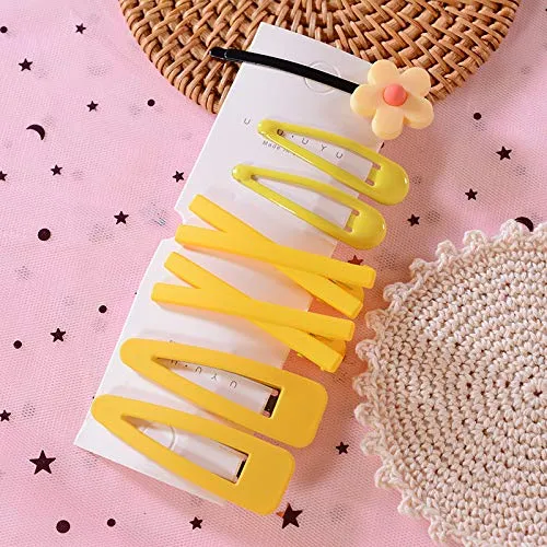 Earrings Yellow Chimes 14 Pcs Hair Clips for Girls Kids Women Cute Hair Accessories Bows Tic Tac Tik Tok Clips for Baby Girl Women Yellow Chimes