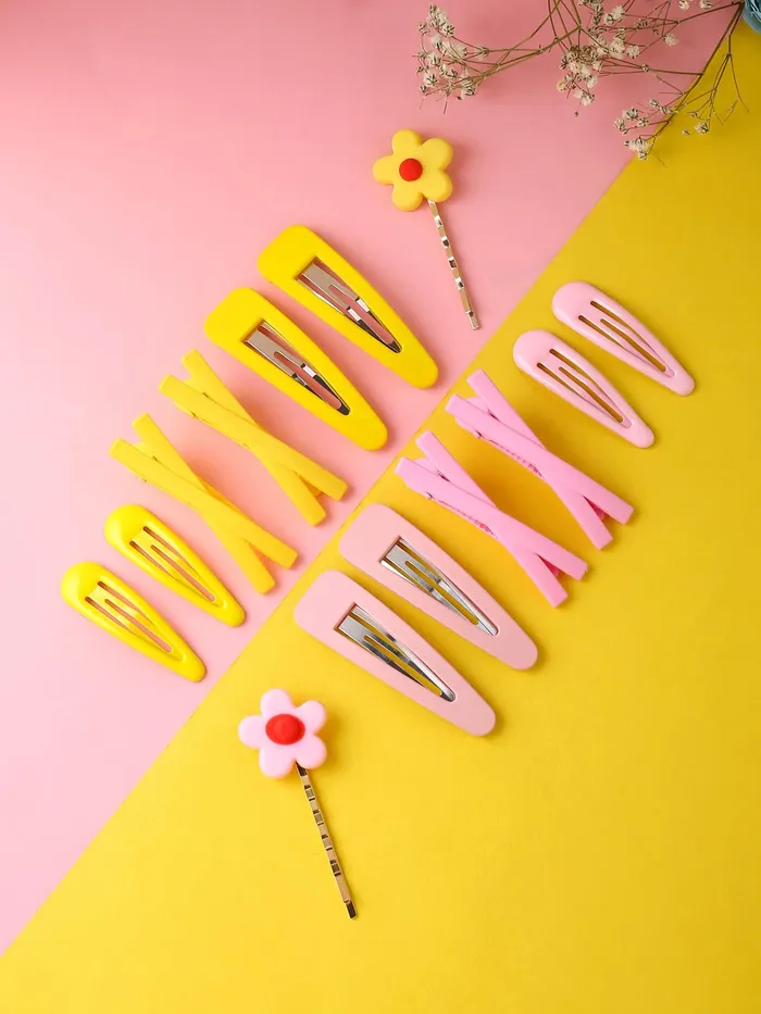 Earrings Yellow Chimes 14 Pcs Hair Clips for Girls Kids Women Cute Hair Accessories Bows Tic Tac Tik Tok Clips for Baby Girl Women Yellow Chimes