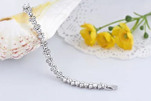 Earrings Yellow Chimes Bracelet for Women and Girls A5 High Grade White Crystal Bracelets for women Silver Toned Crystal Bracelet for Girls Birthday Gift For Girls Women Yellow Chimes