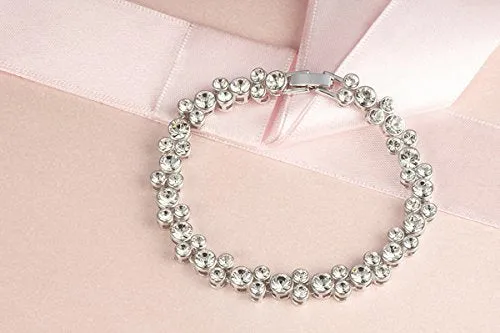 Earrings Yellow Chimes Bracelet for Women and Girls A5 High Grade White Crystal Bracelets for women Silver Toned Crystal Bracelet for Girls Birthday Gift For Girls Women Yellow Chimes