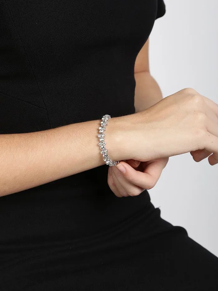 Earrings Yellow Chimes Bracelet for Women and Girls A5 High Grade White Crystal Bracelets for women Silver Toned Crystal Bracelet for Girls Birthday Gift For Girls Women Yellow Chimes