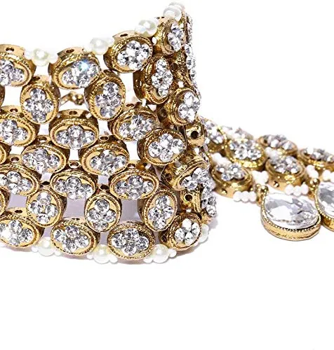 Earrings Yellow Chimes Bracelet for Women Gold Plated Studded Crystal Ethnic Adjustable Dangling Bracelet for Women Girls Yellow Chimes