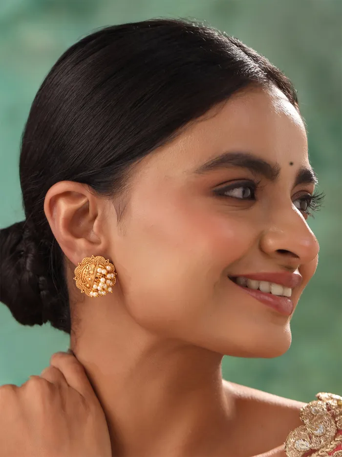 Earrings Yellow Chimes Combo of 2 Pairs Gold Plated Traditional Stud Earrings Gold Lightweight Design Gift Box