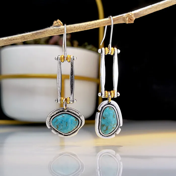 Earrings Yellow Chimes Earrings For Women Silver Toned Blue Color Geometrical Shaped Mismatched Earrings For Women and Girls Yellow Chimes