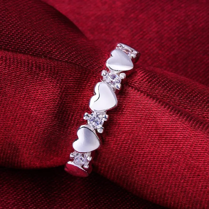 Earrings Yellow Chimes Hearts Full of Love Austrian Crystal Sterling Silver Plated Designer Ring for Girls by YELLOW CHIMES