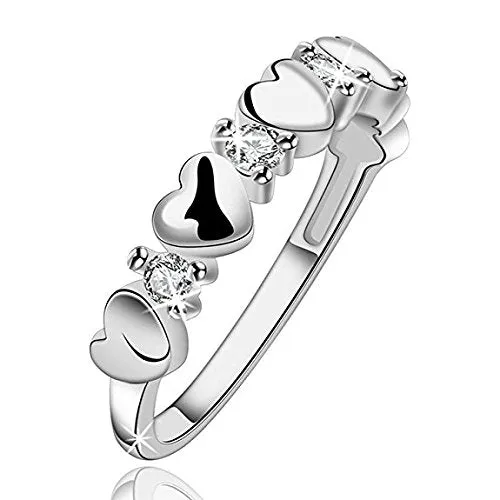 Earrings Yellow Chimes Hearts Full of Love Austrian Crystal Sterling Silver Plated Designer Ring for Girls by YELLOW CHIMES