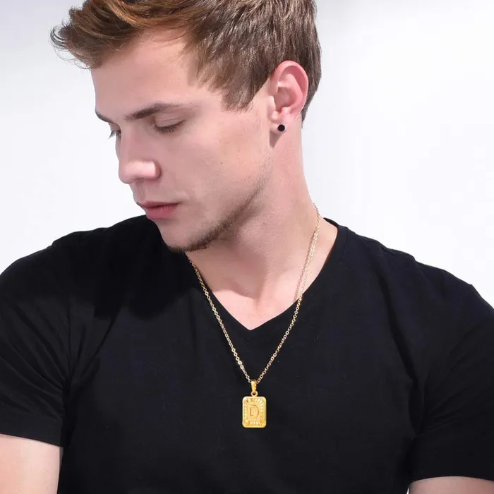 Earrings Yellow Chimes Latest Design Gold Plated Alphabet N Statement Pendant Necklace for Men and Women Yellow Chimes