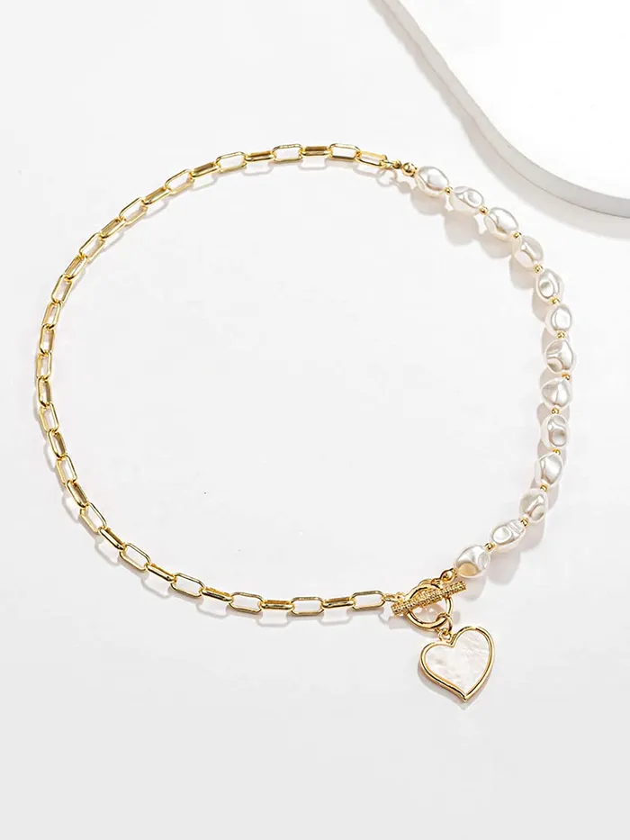 Earrings Yellow Chimes Necklace for Women and Girls Pearl Necklace for Women Gold Plated Heart Charm Choker Necklace for Girls Birthday Gift for girls and women Anniversary Gift for Wife Yellow Chimes